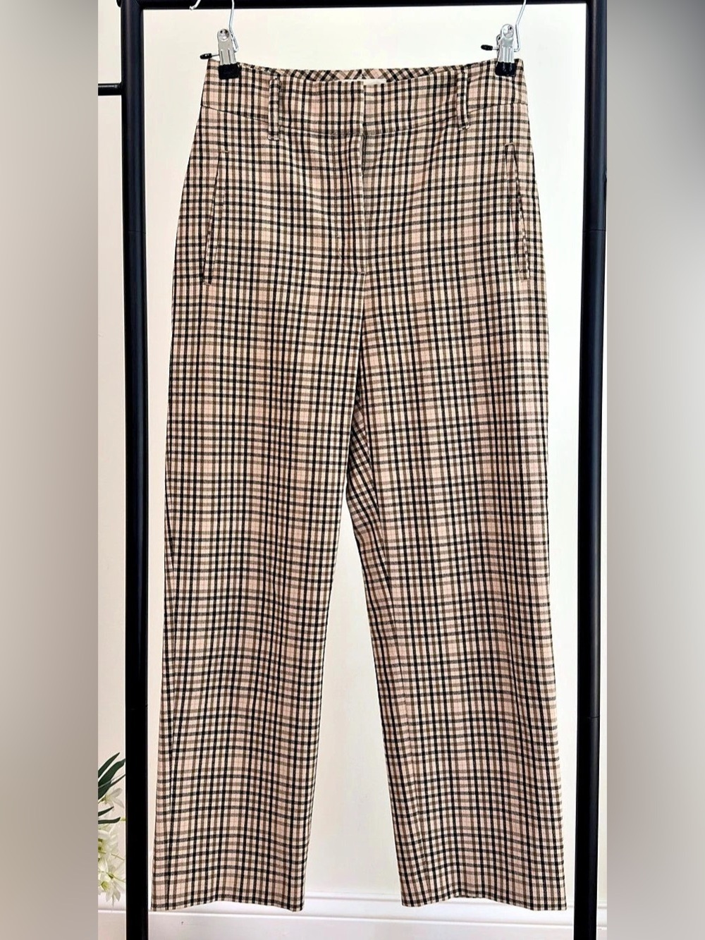 ๐ค Wilfred by Aritzia Tie-Front Pant โ Camel Plaid โ Sz 2